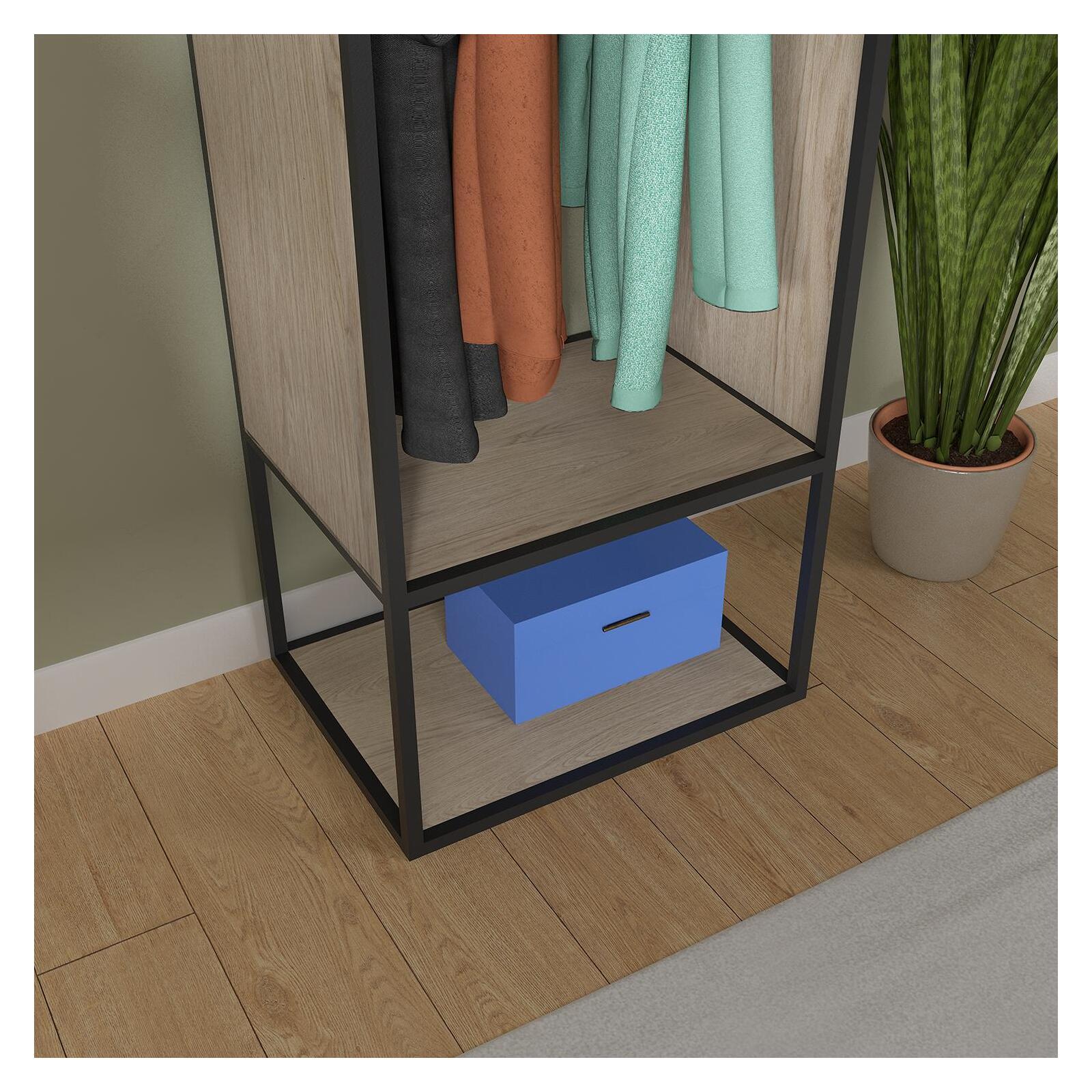 Portant vêtements bois et métal noir L60  x H184,5 cm OSLO