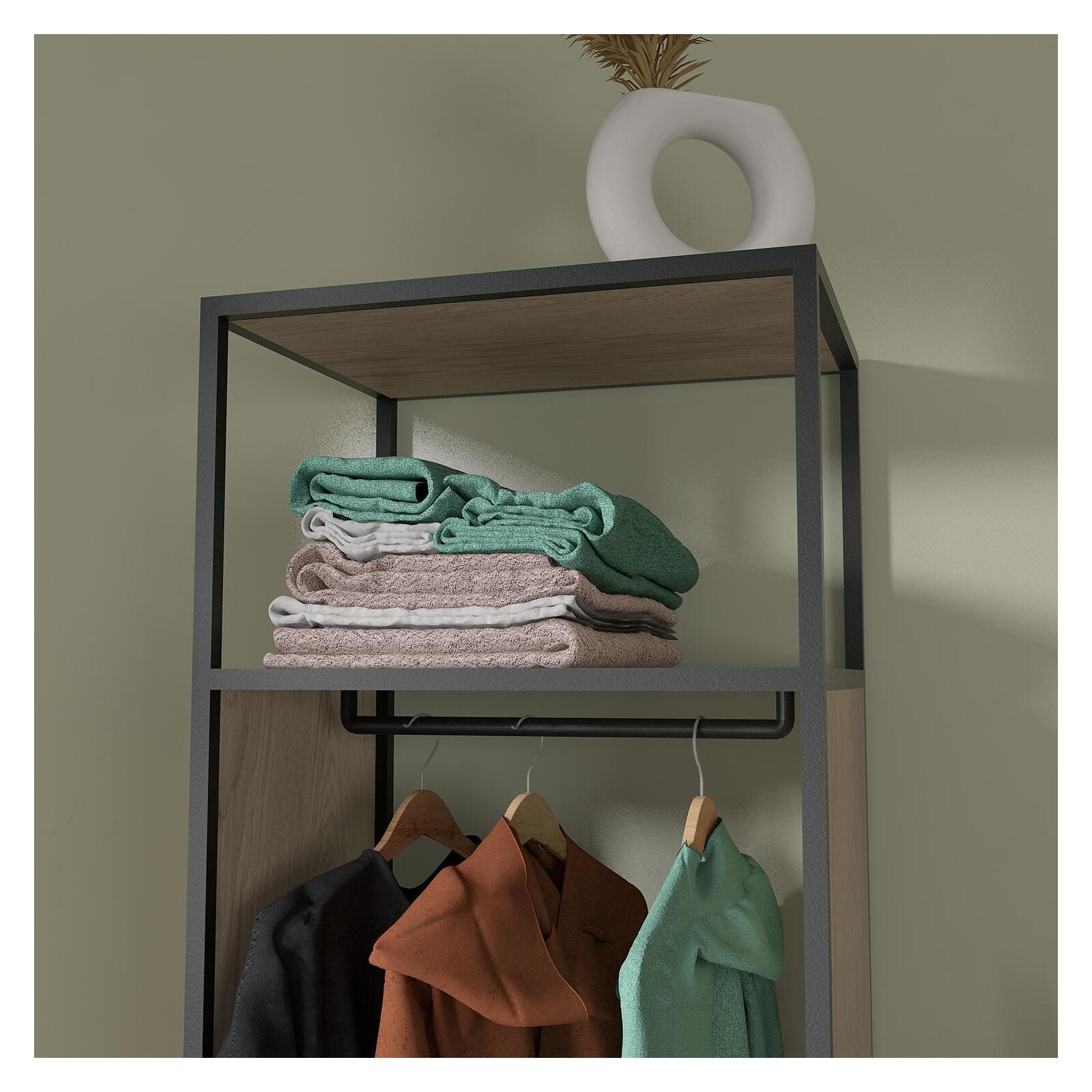 Portant vêtements bois et métal noir L60  x H184,5 cm OSLO