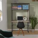 Portant bois et métal noir - bureau intégré L110 x H184,5 cm - OSLO