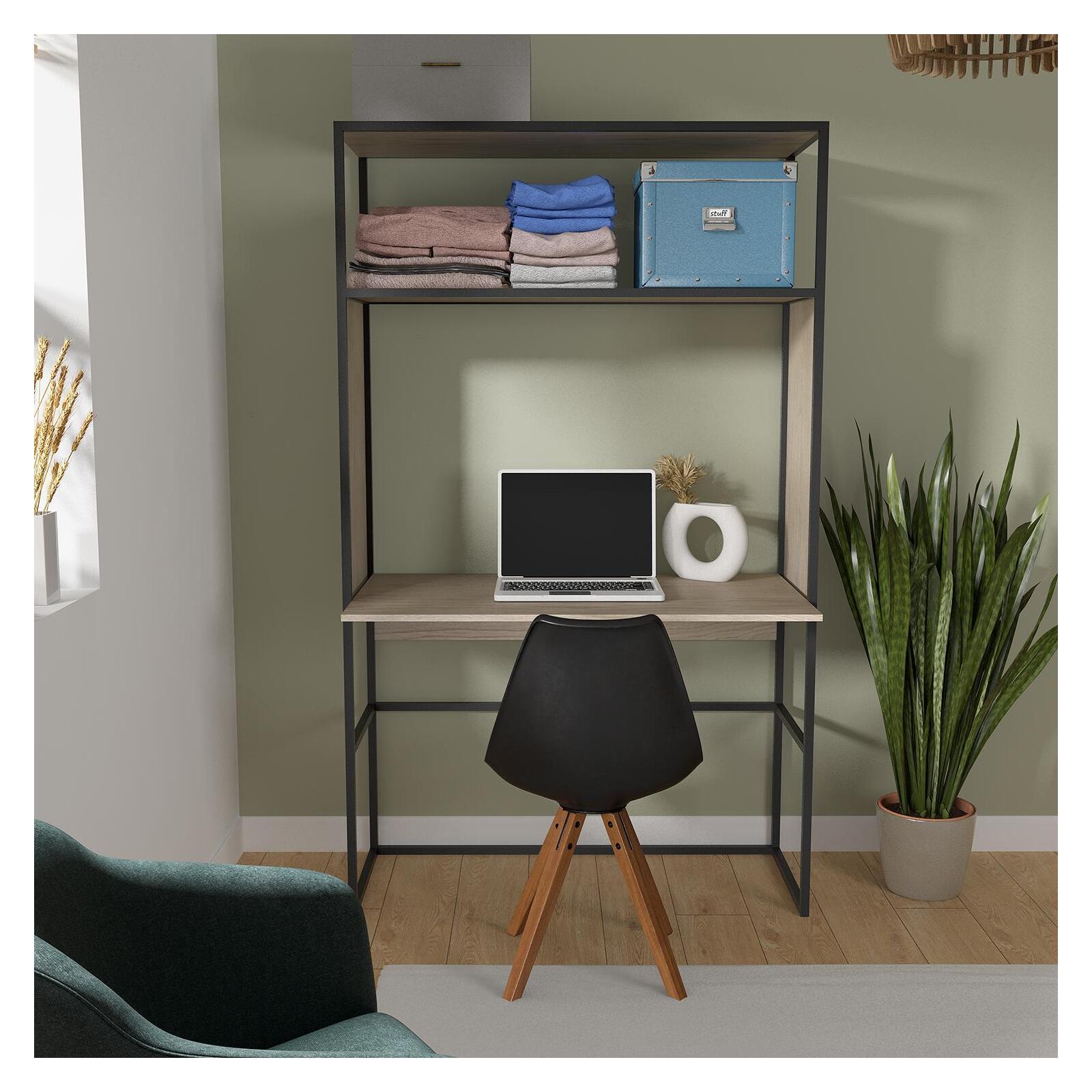 Portant bois et métal noir - bureau intégré L110 x H184,5 cm - OSLO Portant bois et métal noir - bureau intégré L110 x H184,5 cm - OSLO
