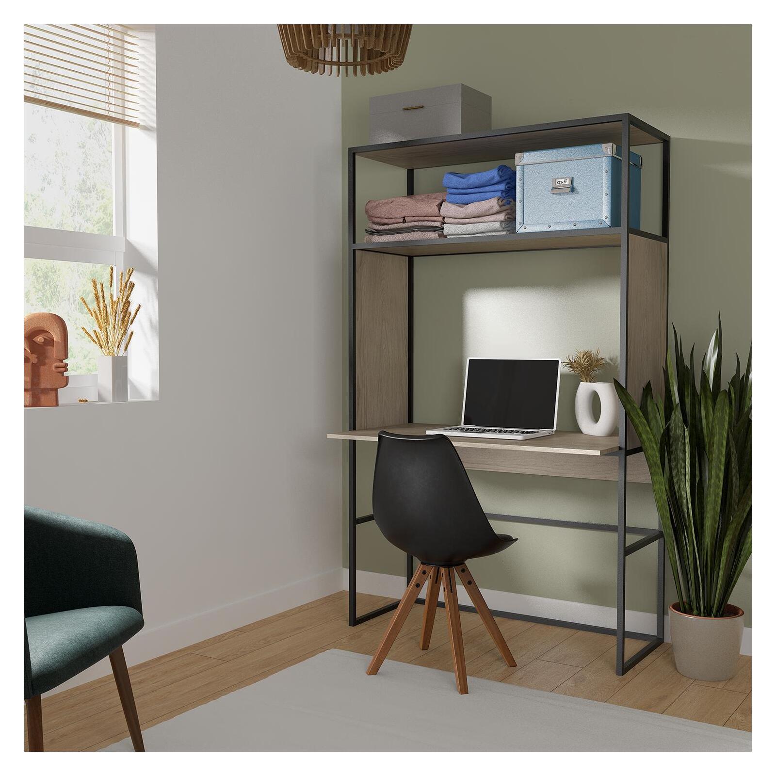 Portant bois et métal noir - bureau intégré L110 x H184,5 cm - OSLO Portant bois et métal noir - bureau intégré L110 x H184,5 cm - OSLO