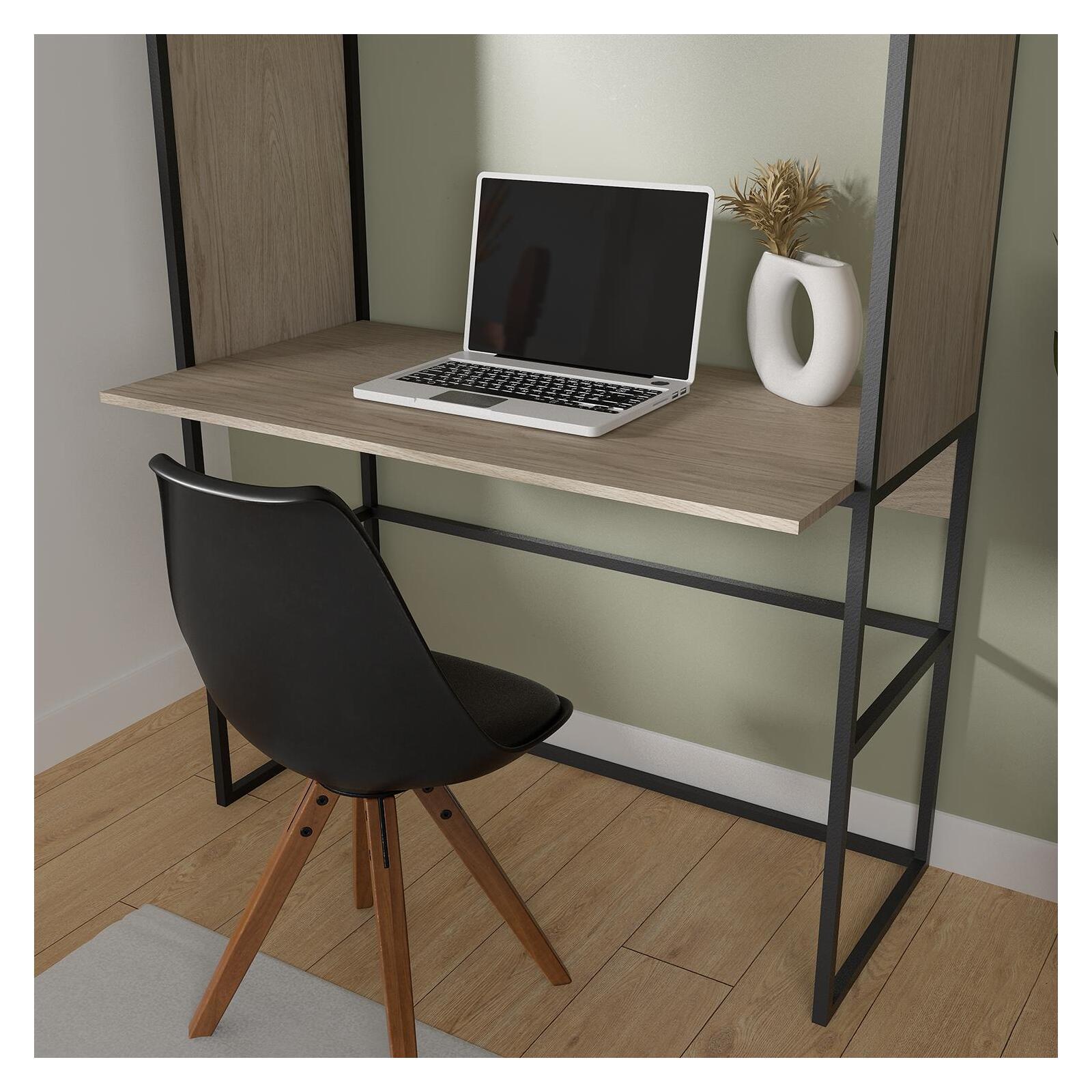 Portant bois et métal noir - bureau intégré L110 x H184,5 cm - OSLO Portant bois et métal noir - bureau intégré L110 x H184,5 cm - OSLO
