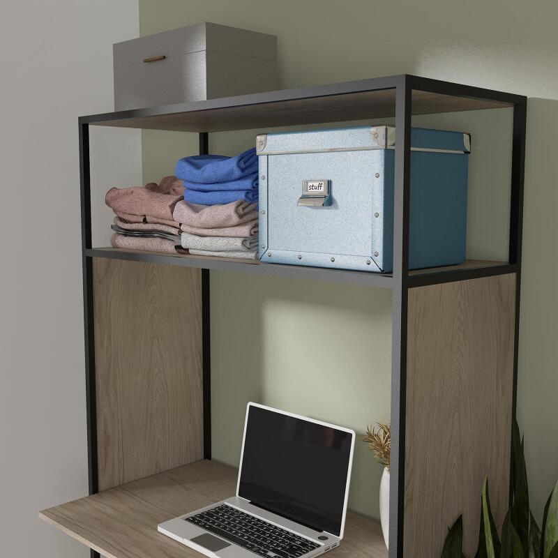 Portant bois et métal noir - bureau intégré L110 x H184,5 cm - OSLO
