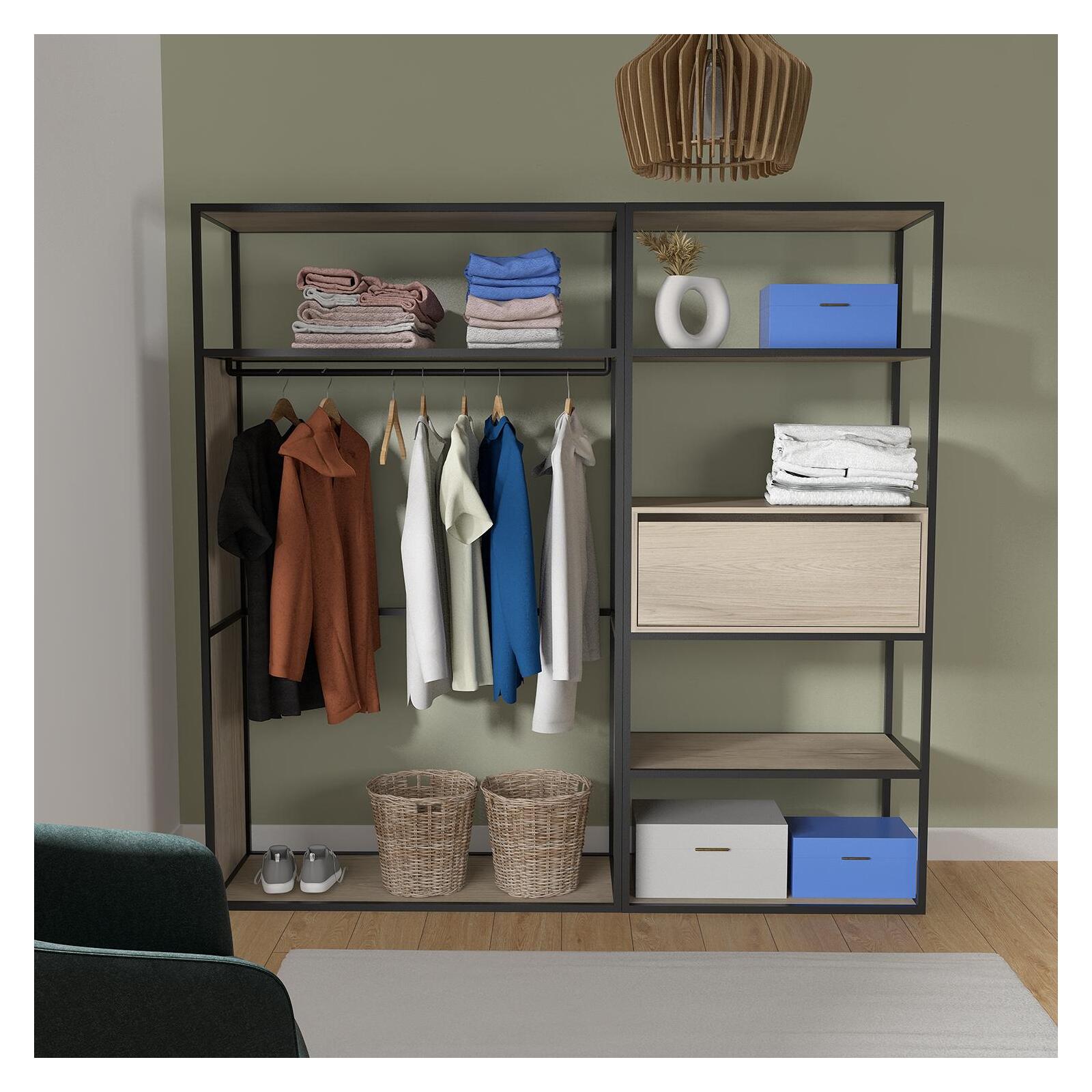 Portants vêtements en bois et métal noir OSLO - Lot de 2