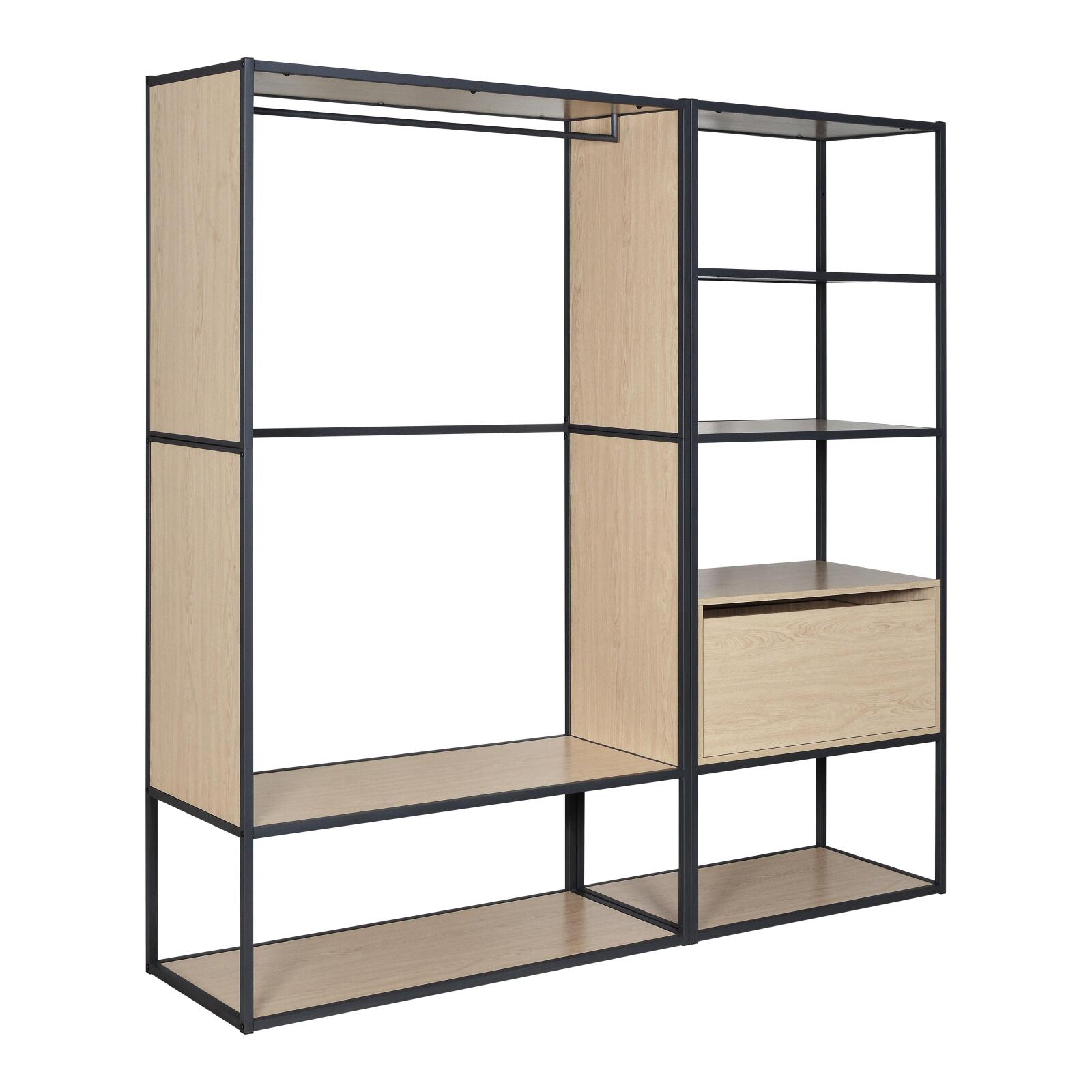 Portants vêtements en bois et métal noir OSLO - Lot de 2