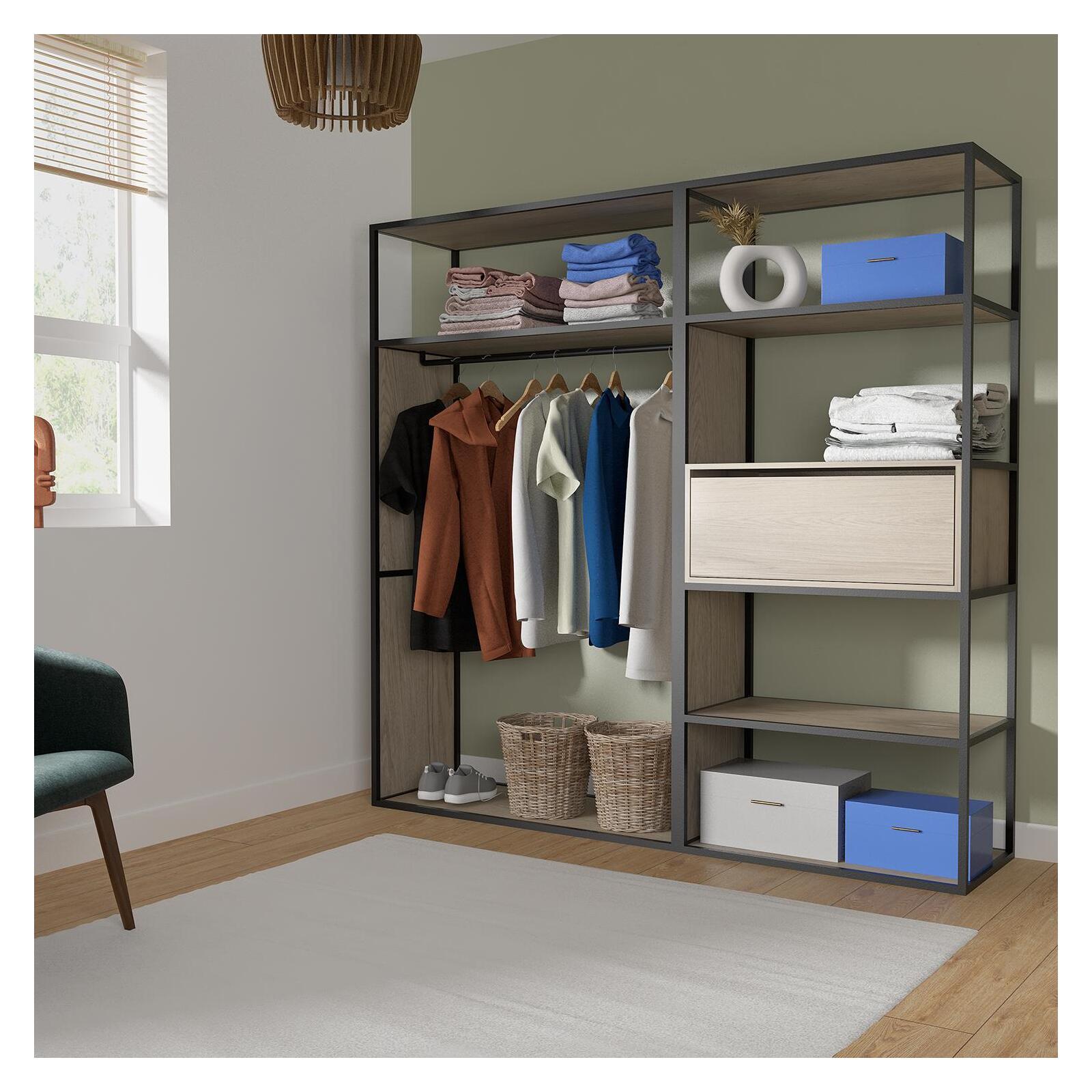 Portants vêtements en bois et métal noir OSLO - Lot de 2