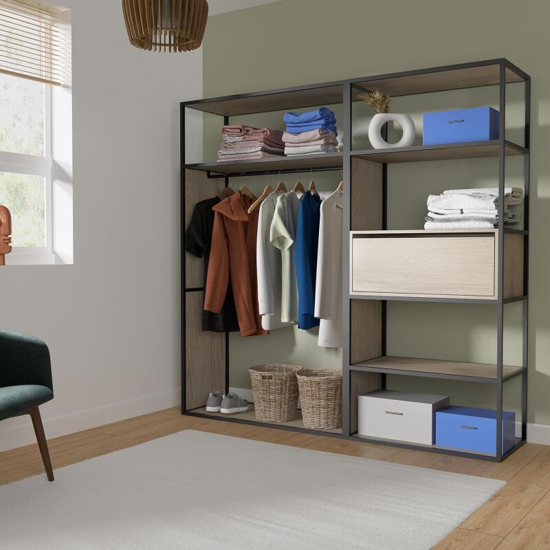 Portants vêtements en bois et métal noir OSLO - Lot de 2