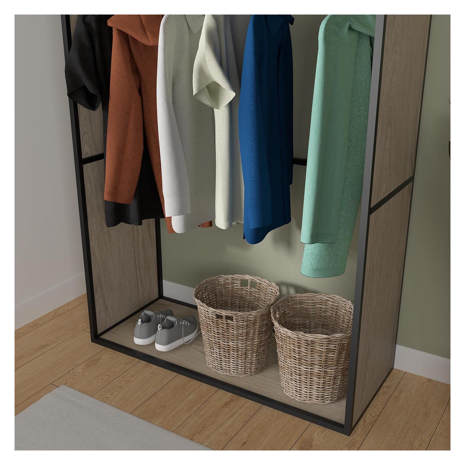 Portants vêtements en bois et métal noir OSLO - Lot de 2