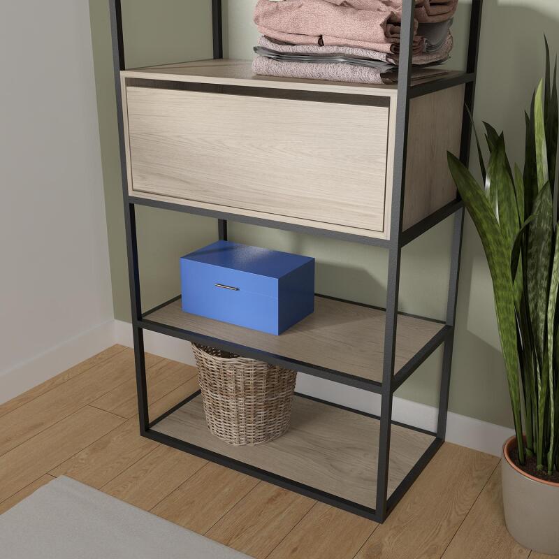 Portants vêtements en bois et métal noir OSLO - Lot de 2