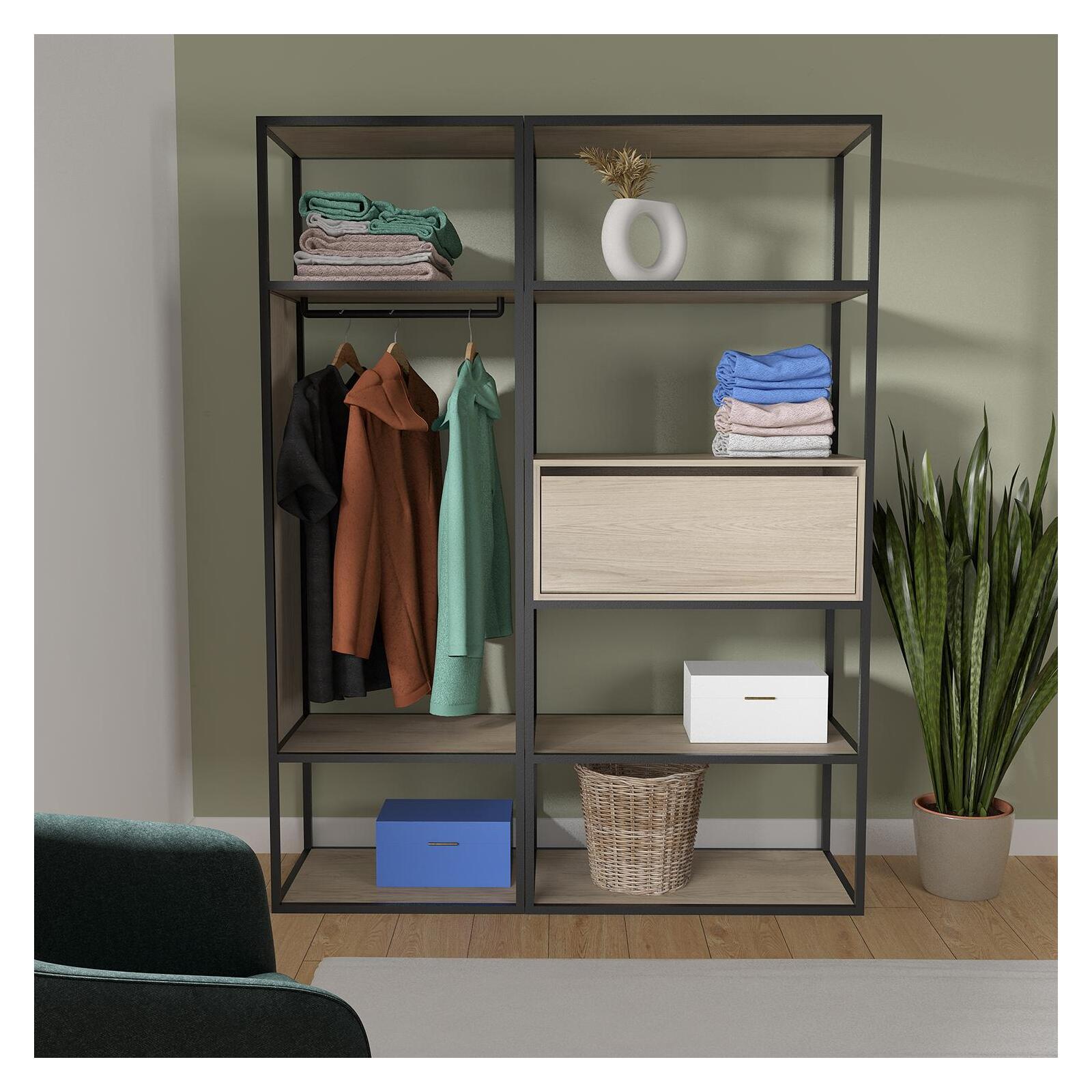 Portants vêtements bois et métal noir OSLO - Lot de 2