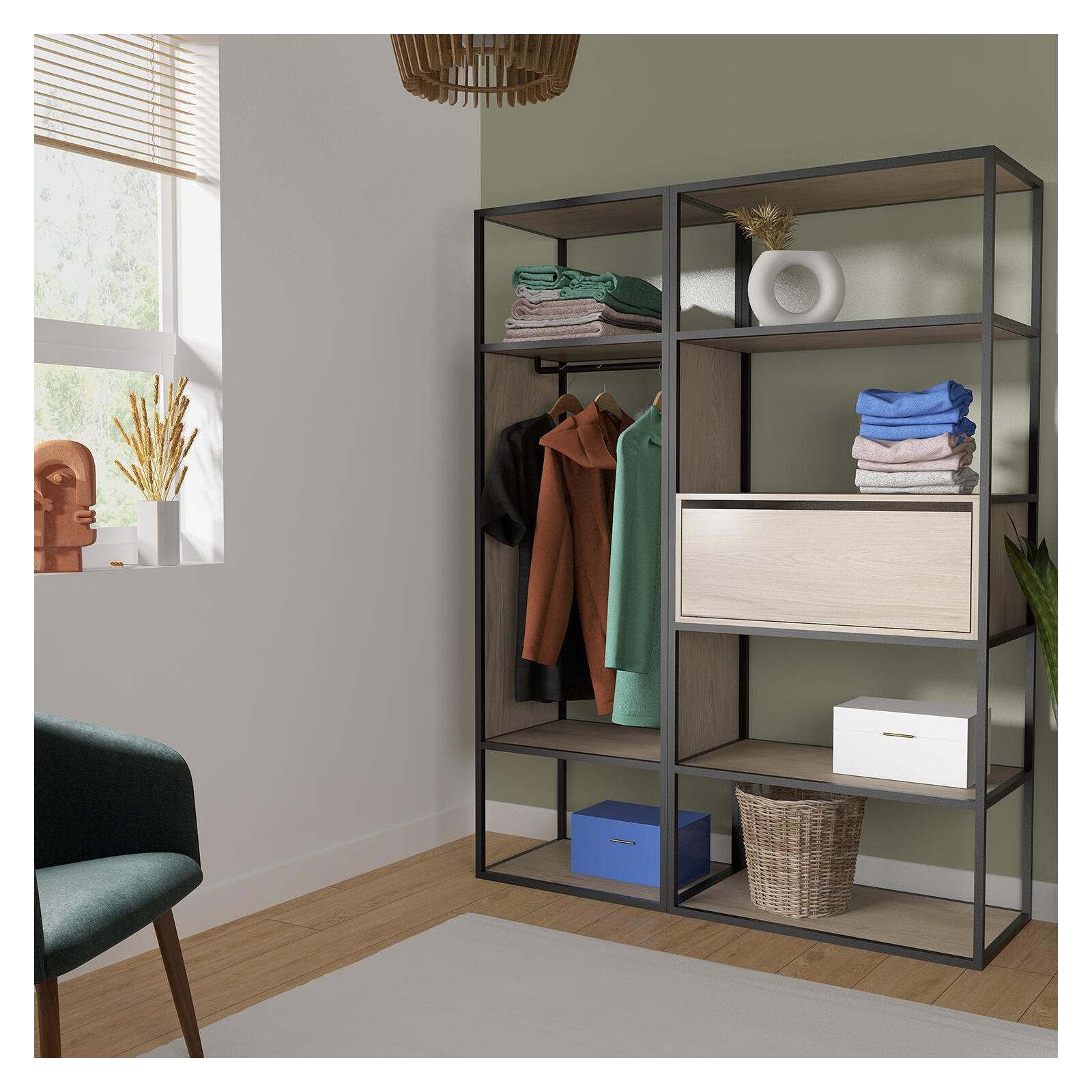 Portants vêtements bois et métal noir OSLO - Lot de 2