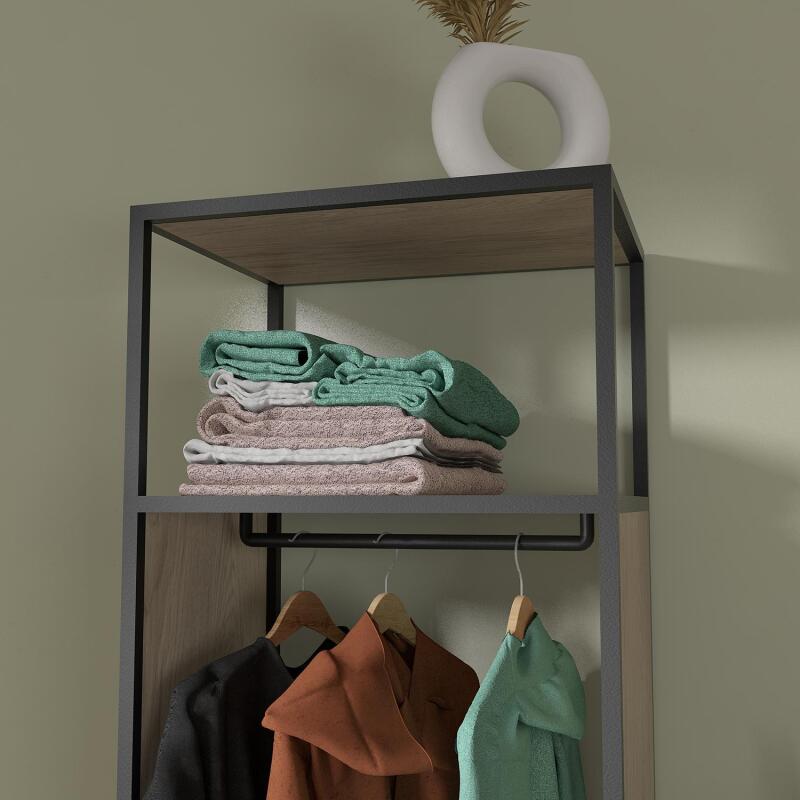 Portants vêtements bois et métal noir OSLO - Lot de 2