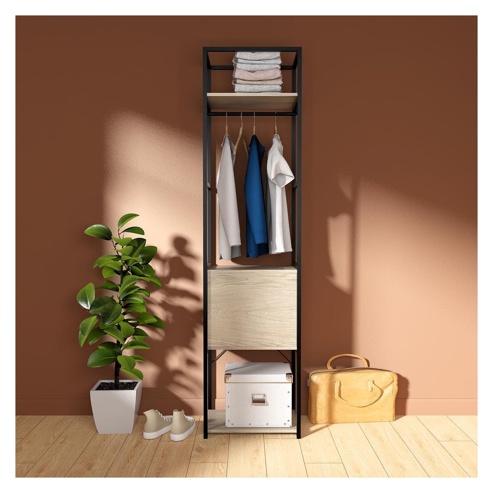 Portant vêtements fermé bois et métal noir L50 x H200 cm JUNE