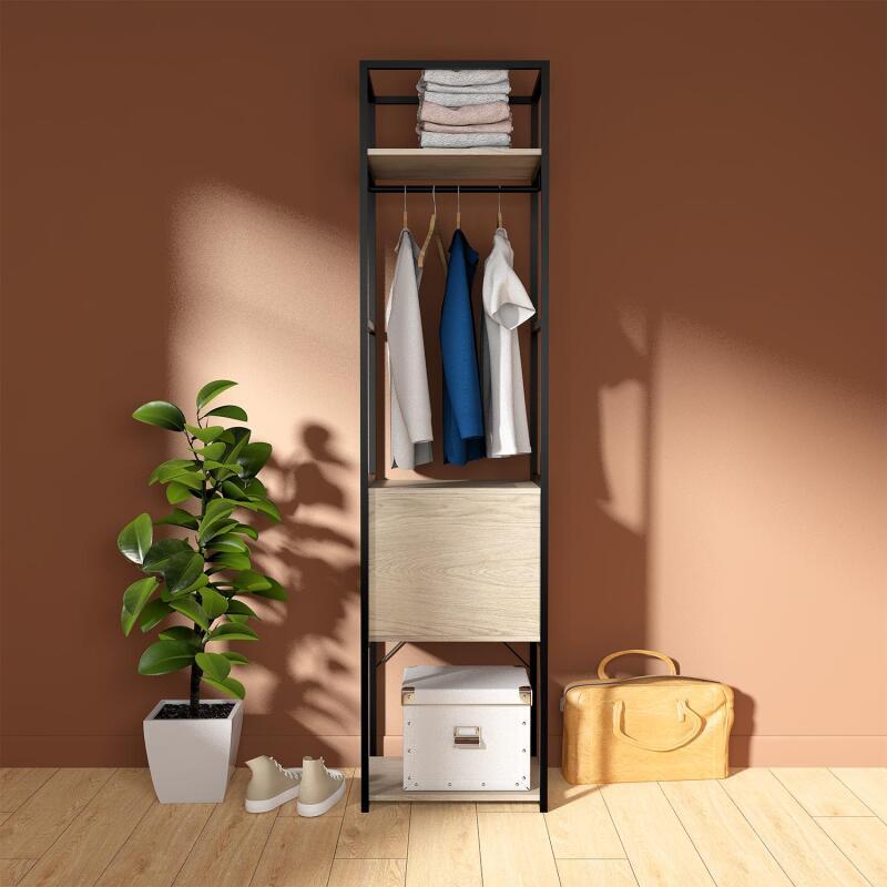 Portant vêtements fermé bois et métal noir L50 x H200 cm JUNE