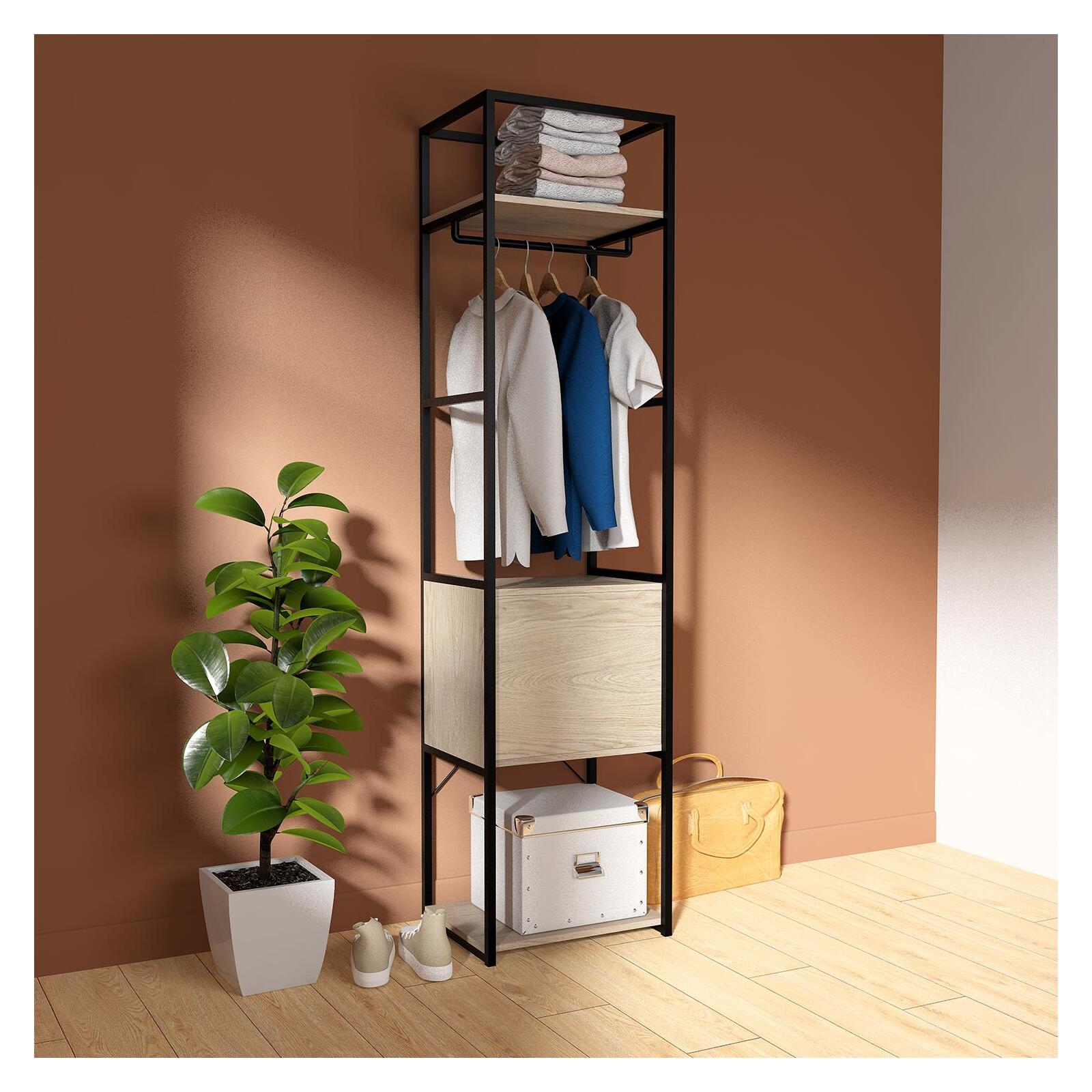 Portant vêtements fermé bois et métal noir L50 x H200 cm JUNE