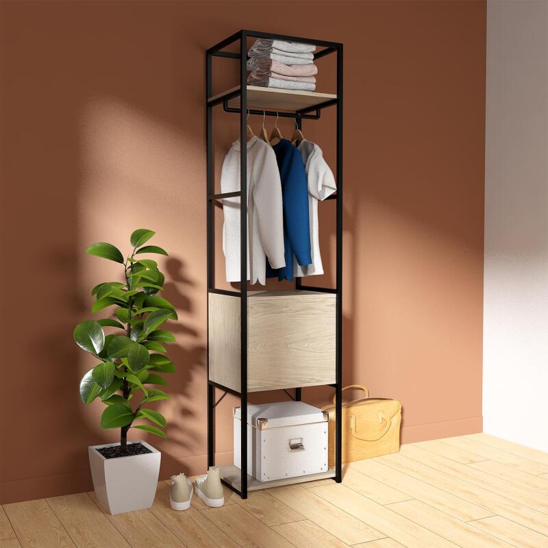 Portant vêtements fermé bois et métal noir L50 x H200 cm JUNE