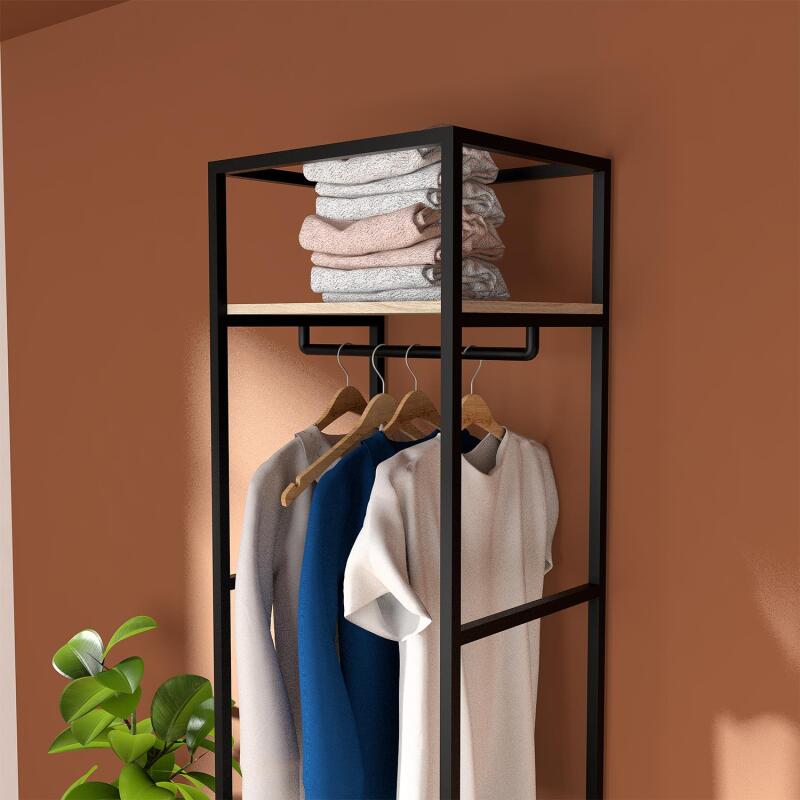 Portant vêtements fermé bois et métal noir L50 x H200 cm JUNE
