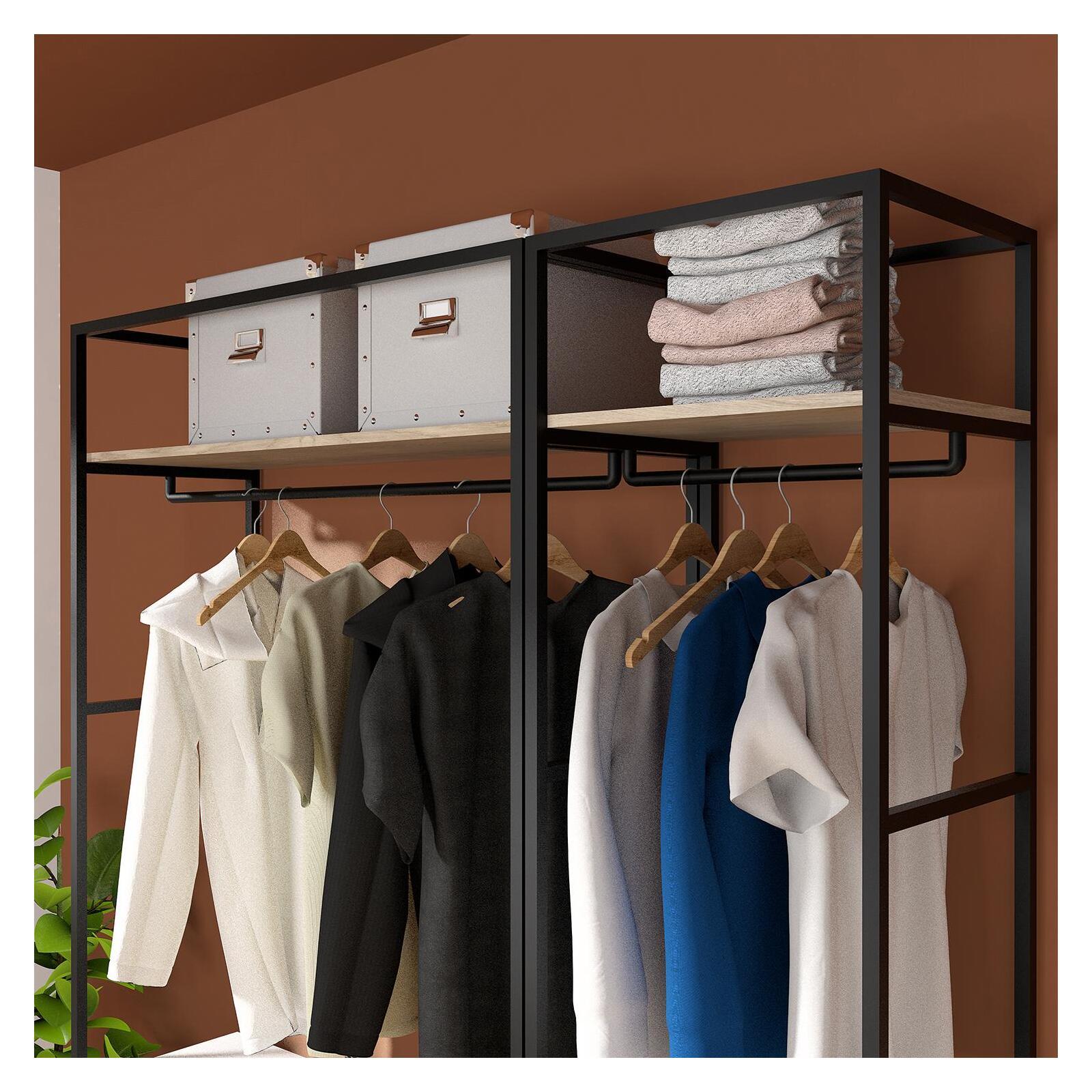 Portants vêtements bois et métal avec module fermé - Lot de 2 - JUNE