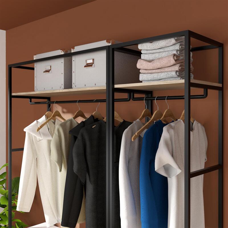 Portants vêtements bois et métal avec module fermé - Lot de 2 - JUNE