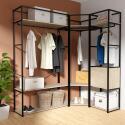 Portants vêtements bois et métal avec module fermé - Lot de 3 - JUNE
