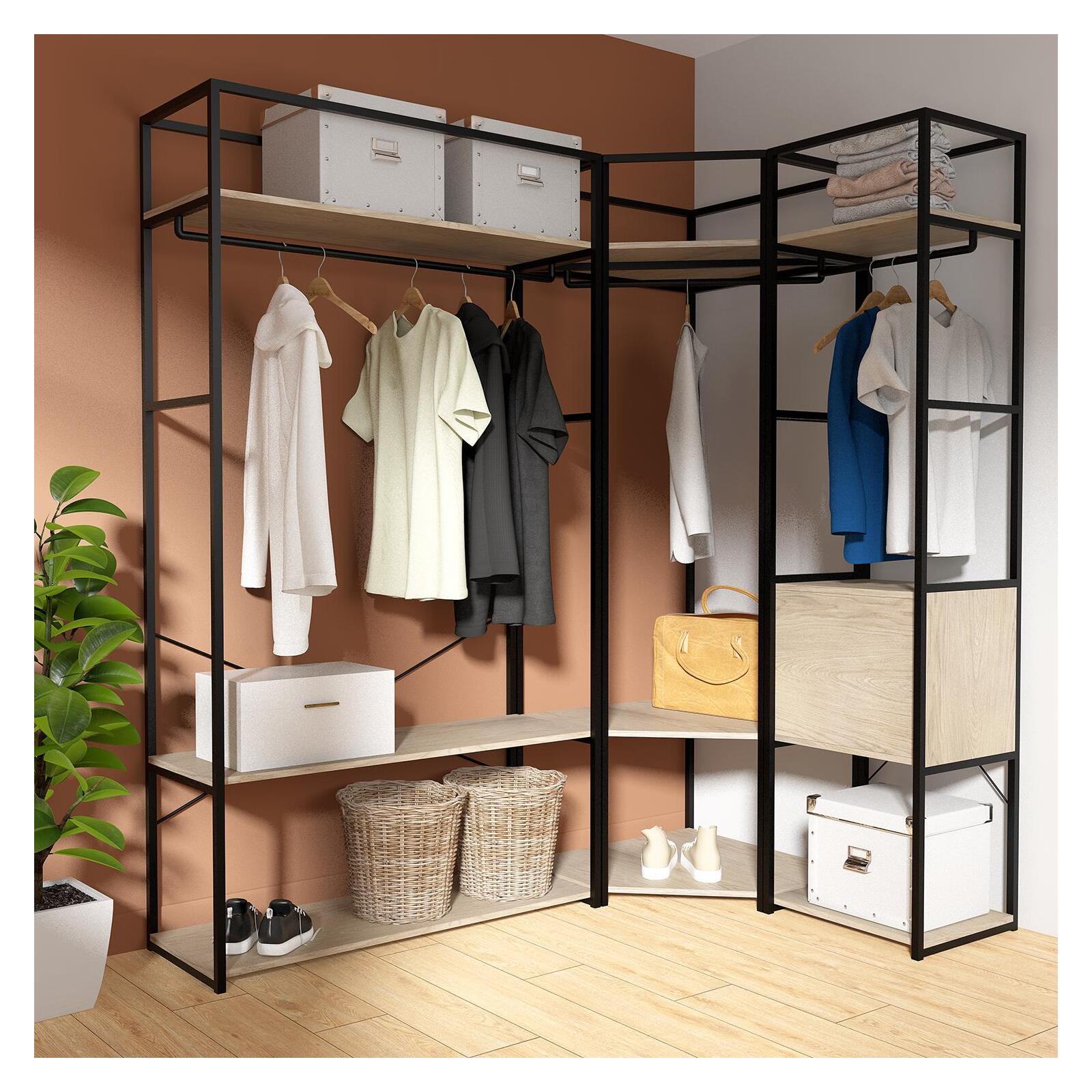 Portants vêtements bois et  métal avec module fermé - Lot de 3 - JUNE