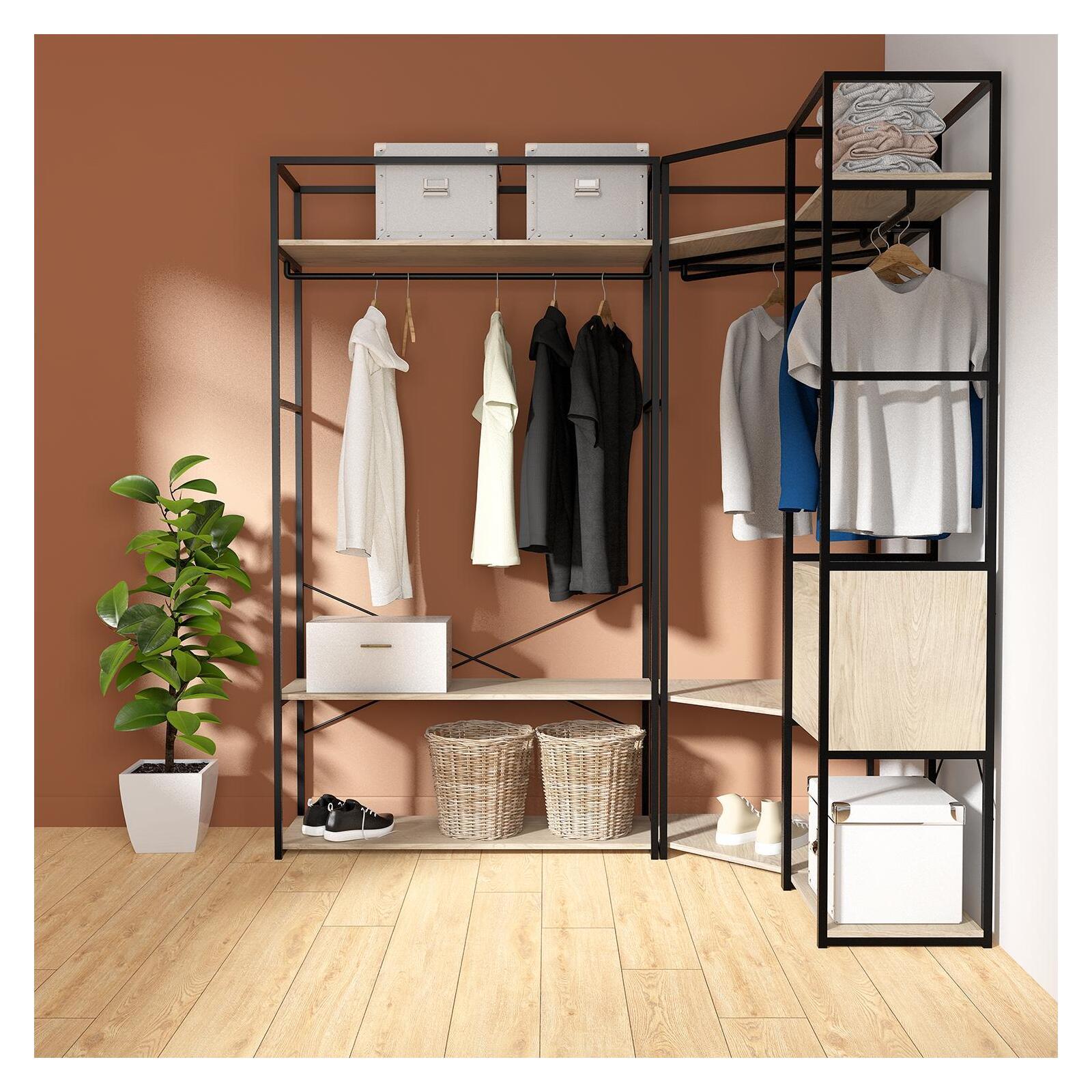 Portants vêtements bois et  métal avec module fermé - Lot de 3 - JUNE