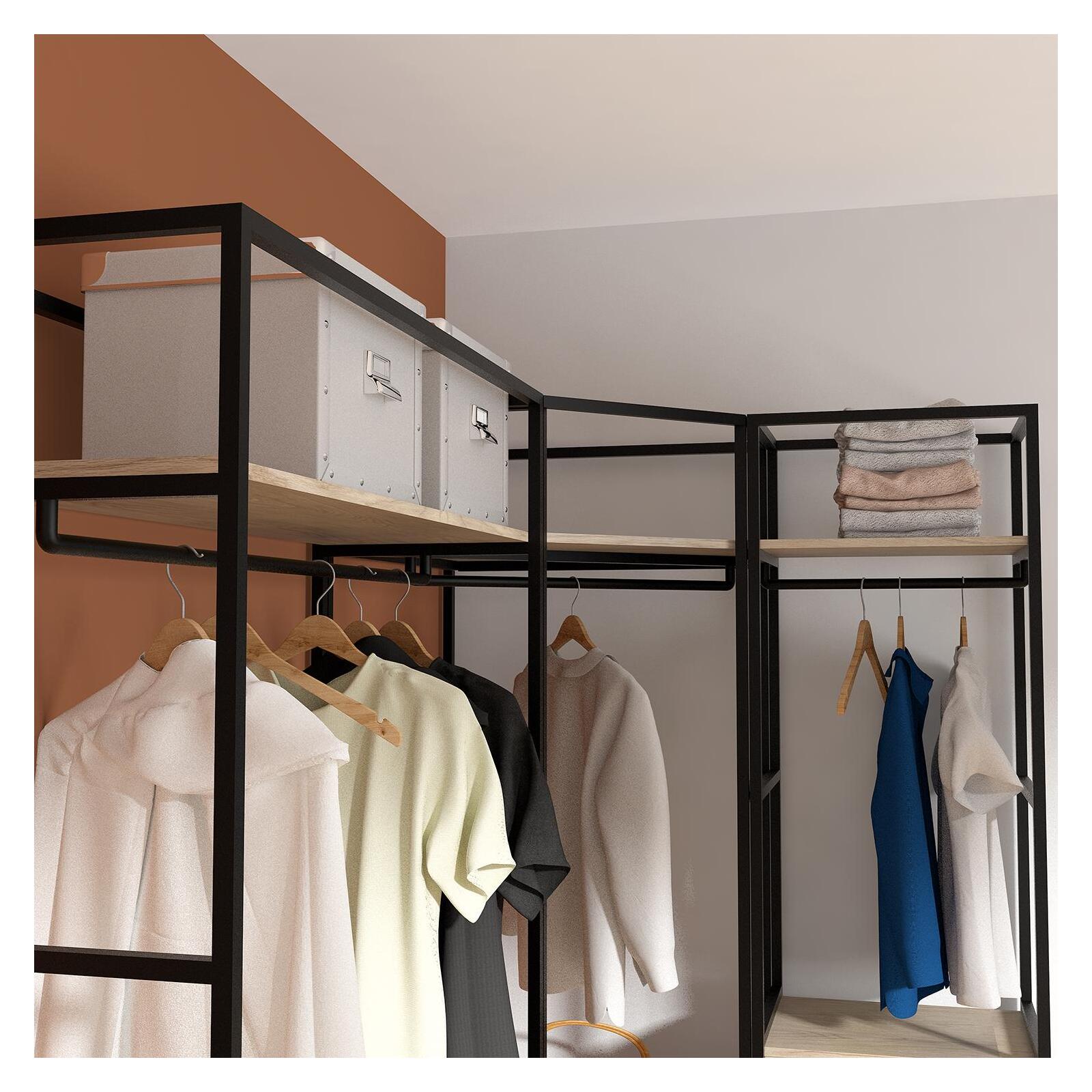 Portants vêtements bois et  métal avec module fermé - Lot de 3 - JUNE