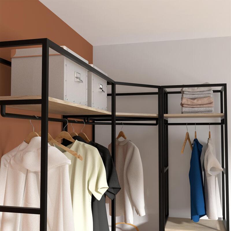 Portants vêtements bois et métal avec module fermé - Lot de 3 - JUNE