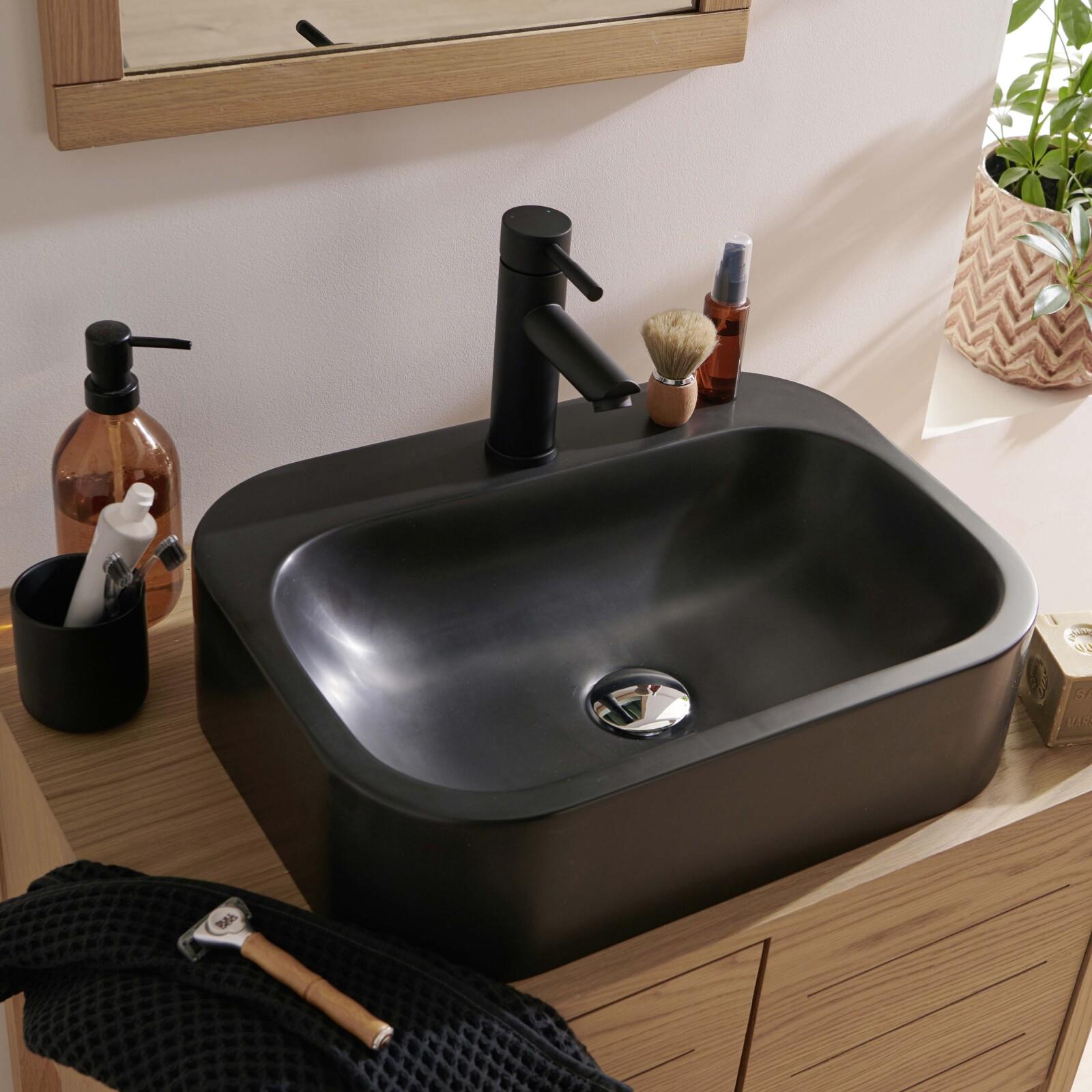 Vasque ovale à poser en résine noire 50 x 37 cm ITO