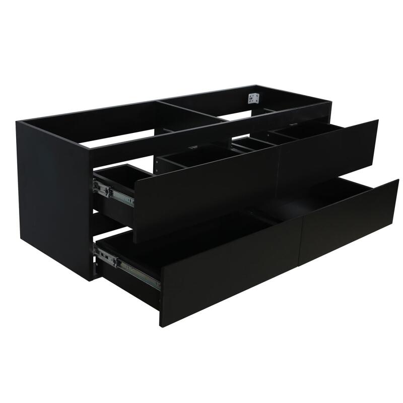 Ensemble meuble double vasque noir carbone 120 cm + 2 vasques + 2 robinets + 2 miroirs + colonne