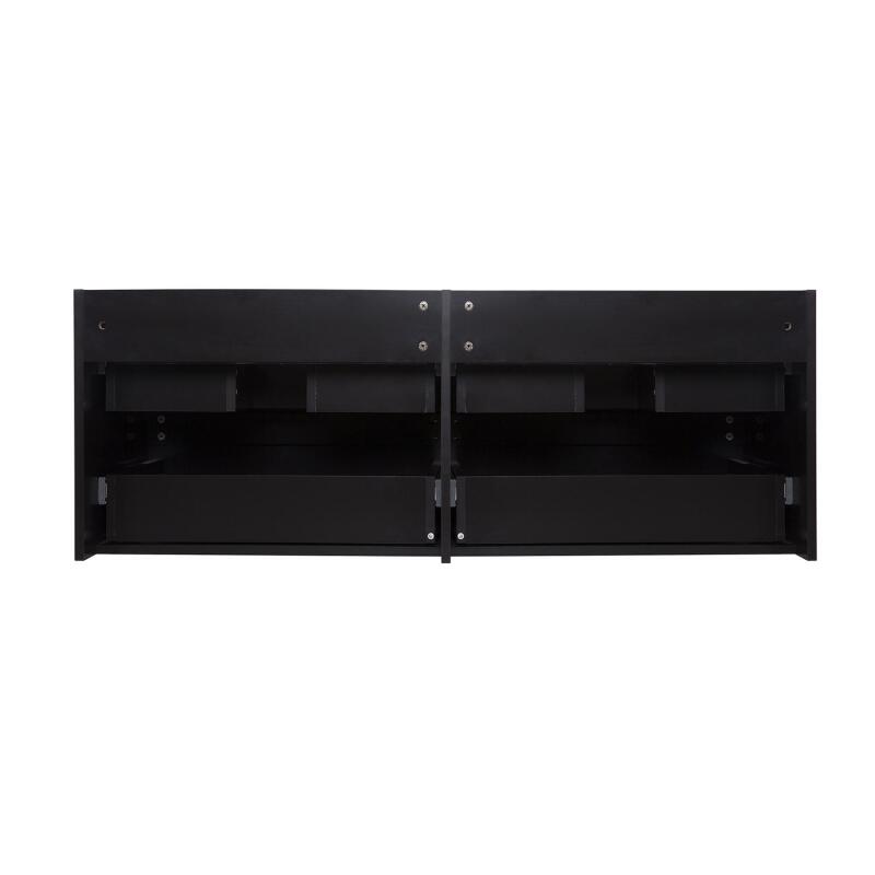 Ensemble meuble double vasque noir carbone 120 cm + 2 vasques + 2 robinets + 2 miroirs + colonne