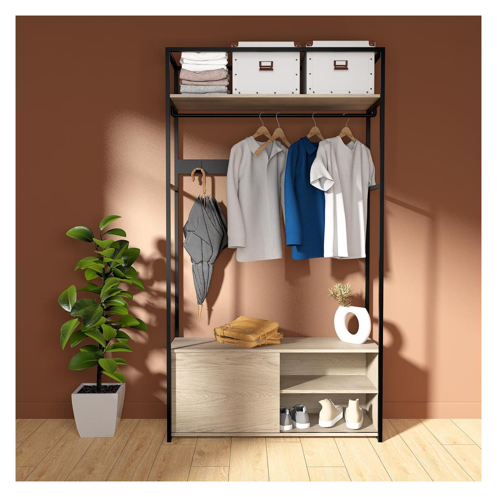 Portant d'entrée en bois et métal noir L110 x H200 cm JUNE