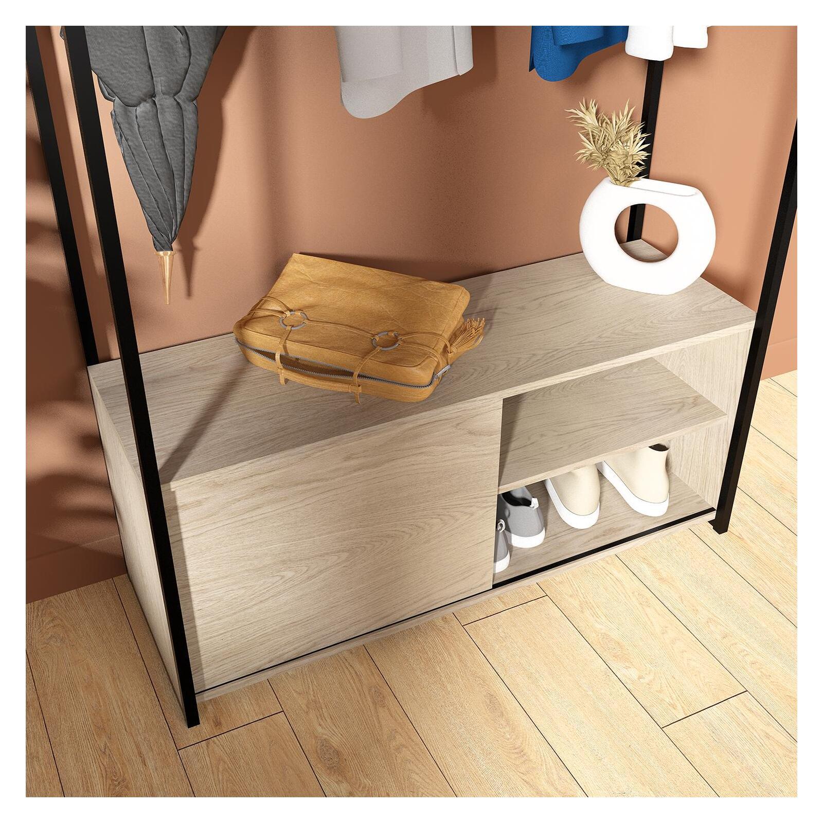 Portant d'entrée en bois et métal noir L110 x H200 cm JUNE