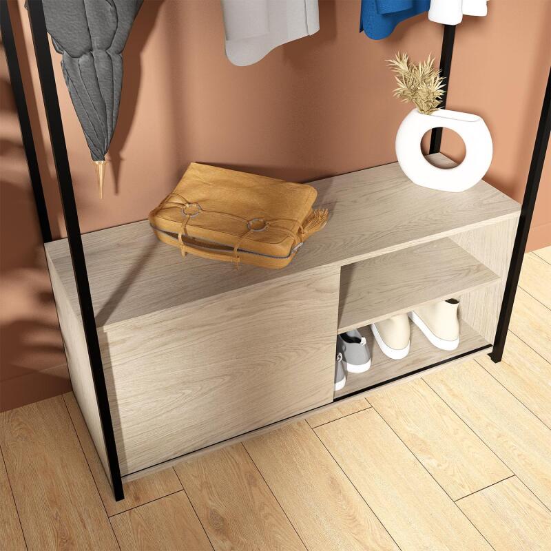 Portant d'entrée en bois et métal noir L110 x H200 cm JUNE