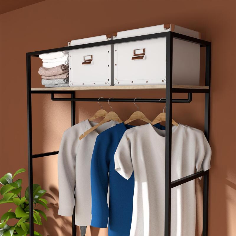 Portant d'entrée en bois et métal noir L110 x H200 cm JUNE