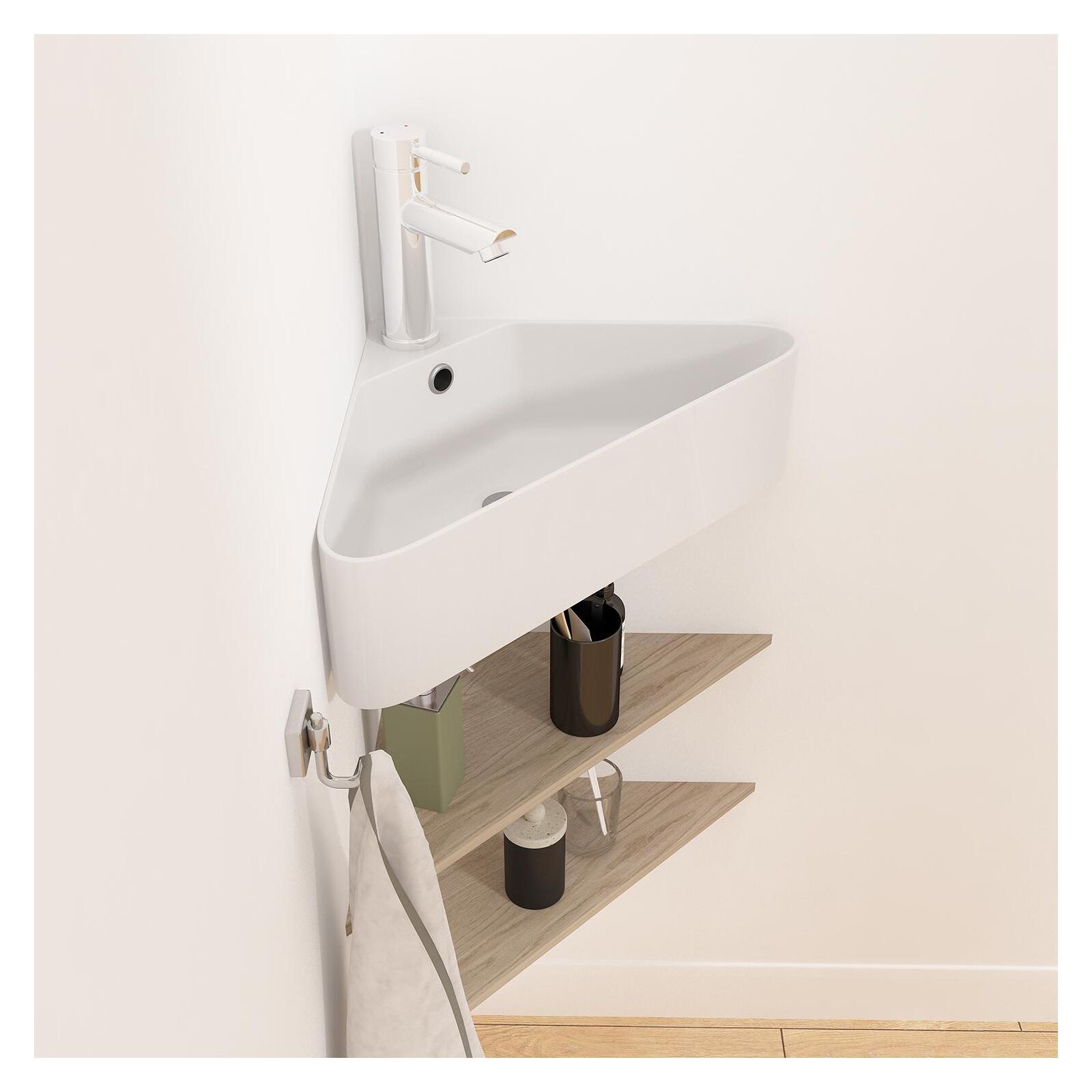 Vasque d'angle à poser en céramique blanche 42,5 cm MARGAUX Vasque d'angle à poser en céramique blanche 42,5 cm MARGAUX