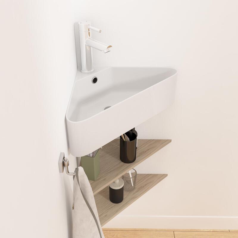 Vasque d'angle à poser en céramique blanche 42,5 cm MARGAUX