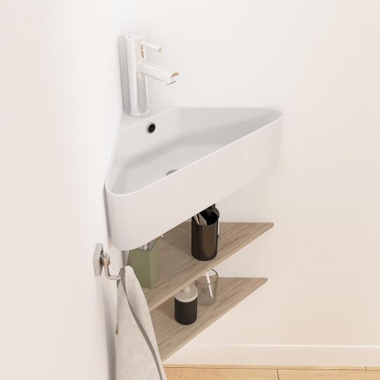 Vasque d'angle à poser en céramique blanche 42,5 cm MARGAUX