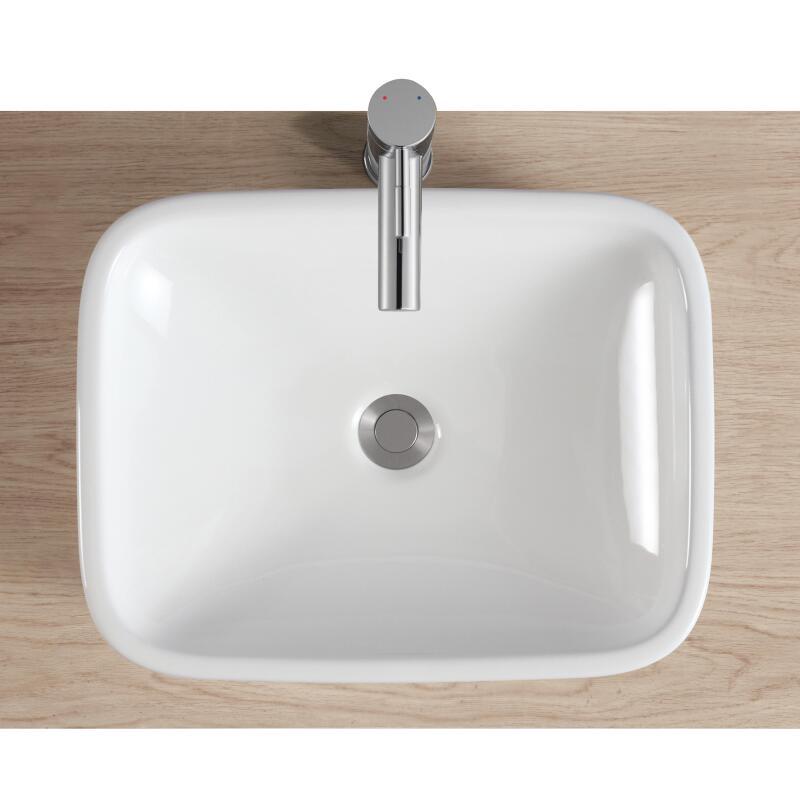 Vasque en céramique blanche rectangulaire 48 x 37 cm LEO