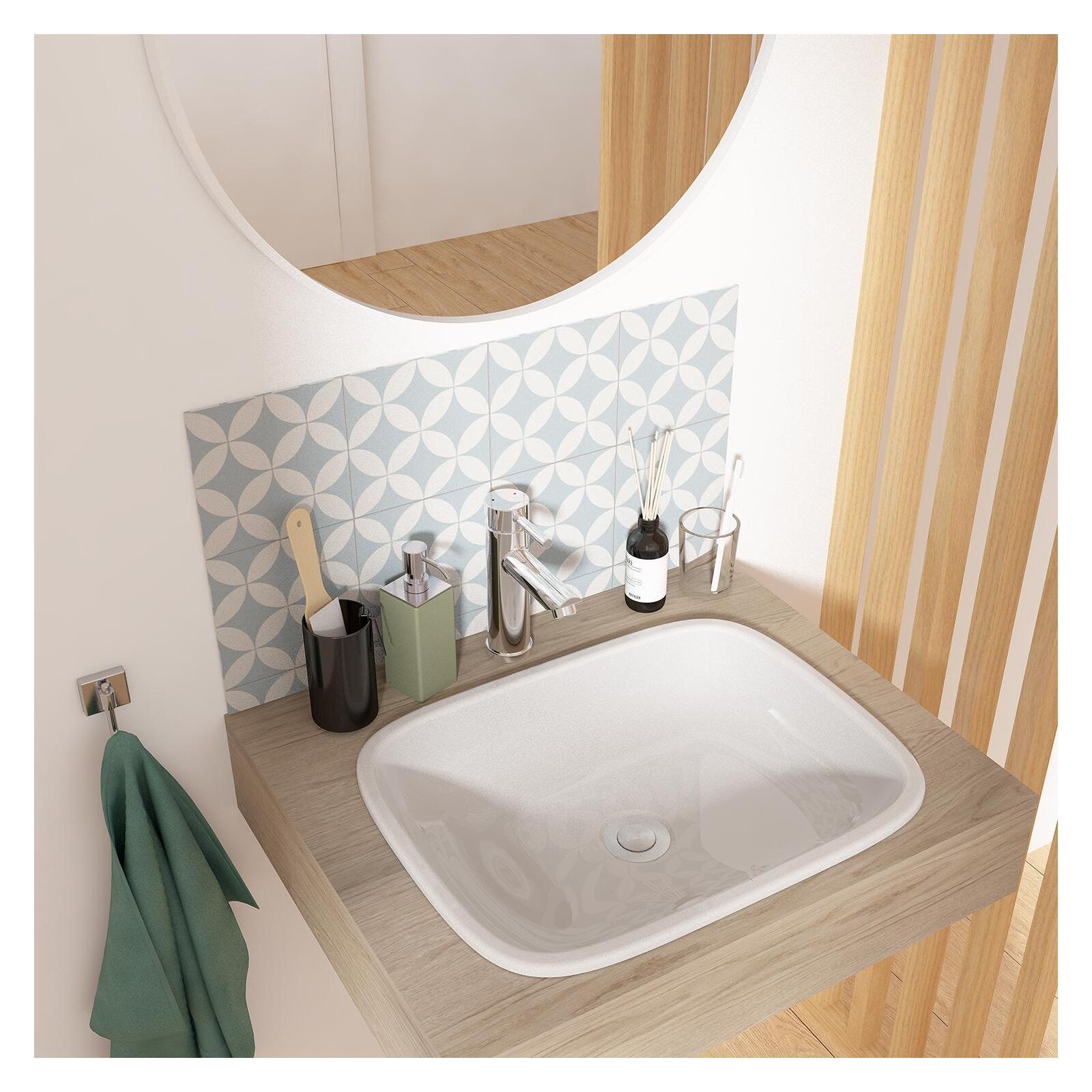 Vasque en céramique blanche rectangulaire 48 x 37 cm LEO