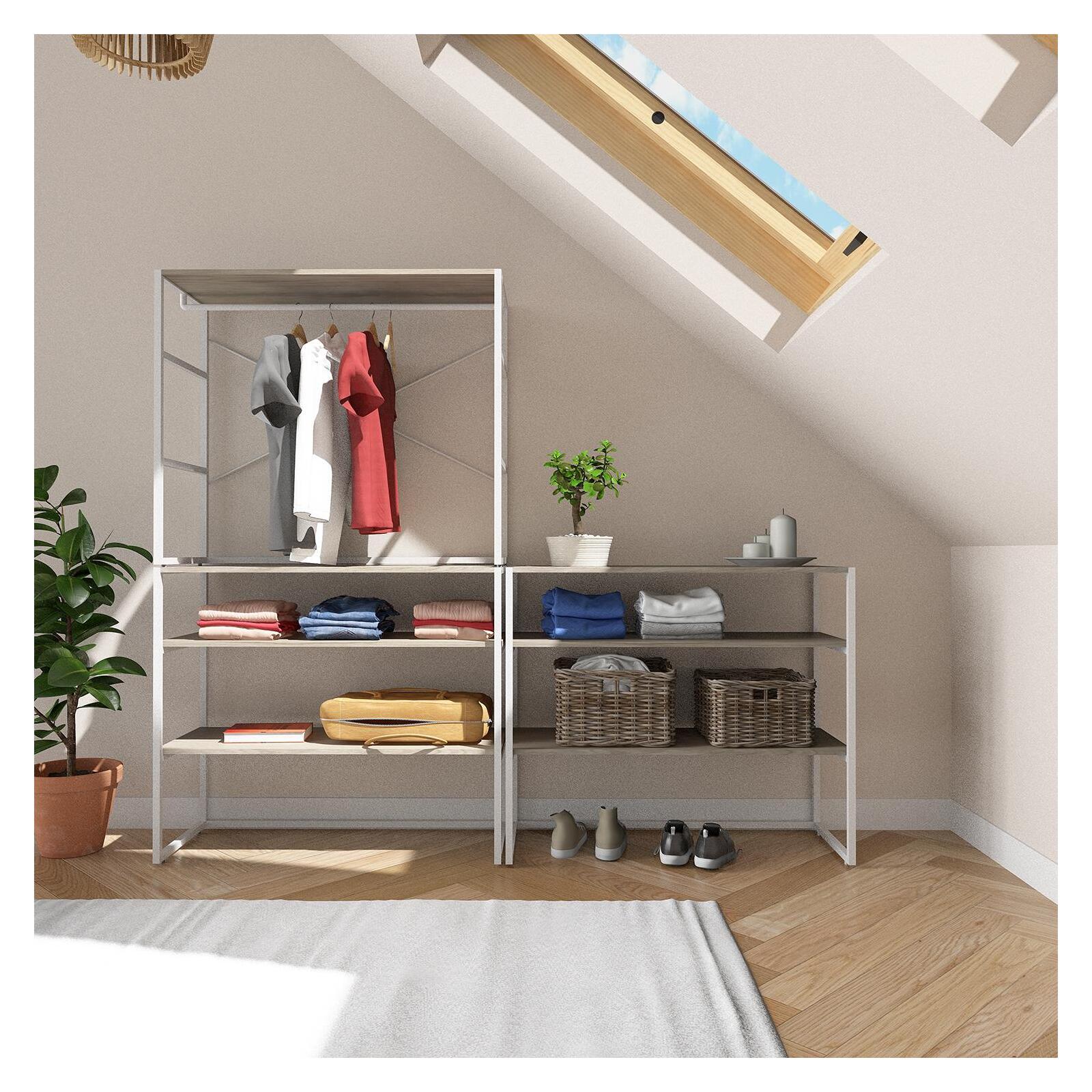 Portants vêtements bois et métal blanc modulables - Lot de 3 Portants vêtements bois et métal blanc modulables - Lot de 3