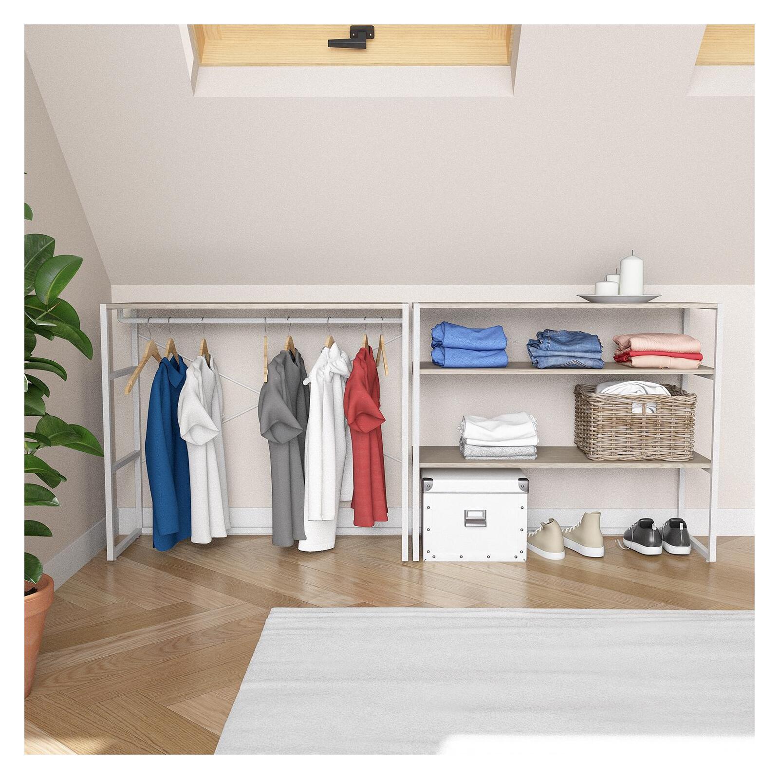 Portants vêtements sous combles bois et métal modulables - Lot de 2 Portants vêtements sous combles bois et métal modulables - Lot de 2