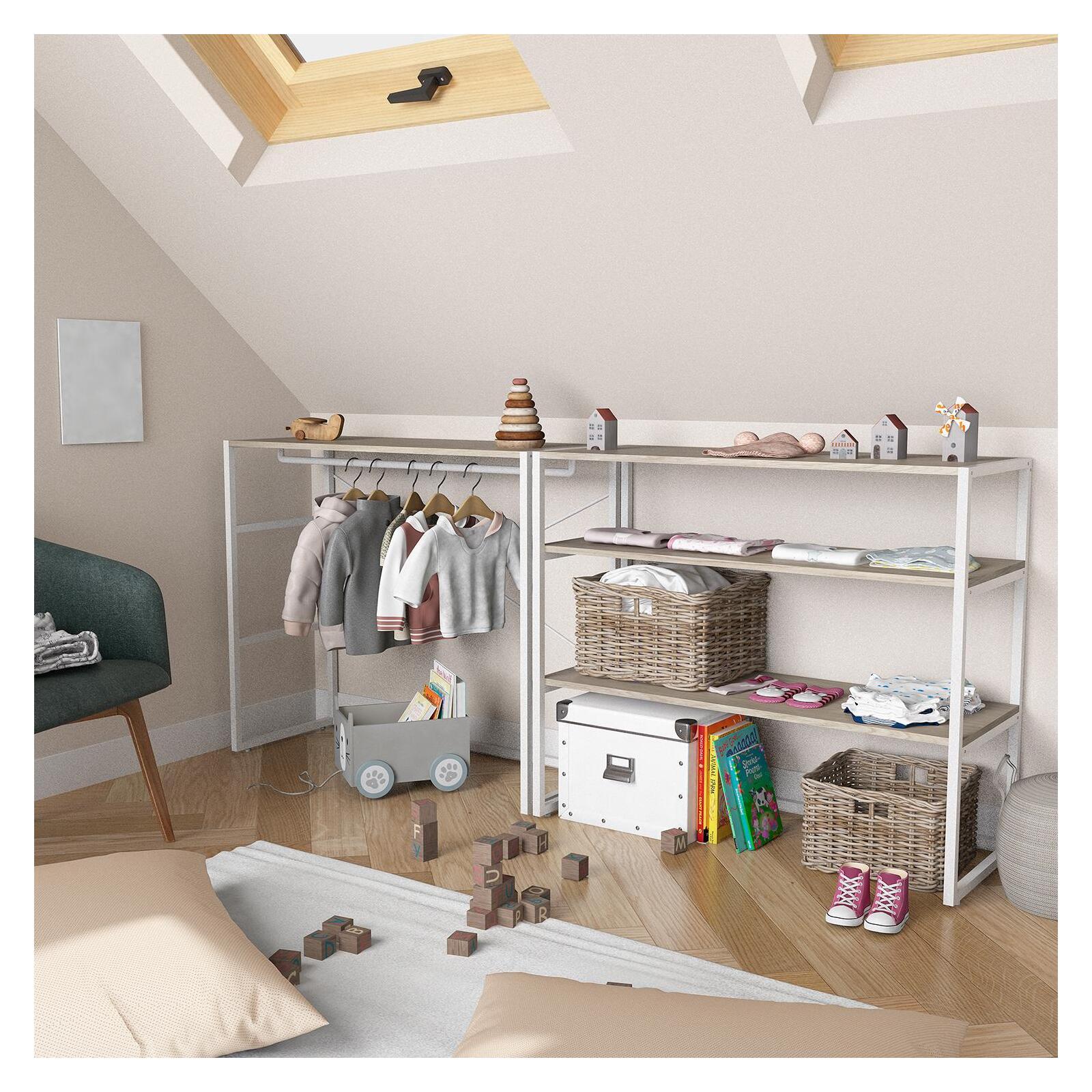 Portants vêtements sous combles bois et métal modulables - Lot de 2 Portants vêtements sous combles bois et métal modulables - Lot de 2