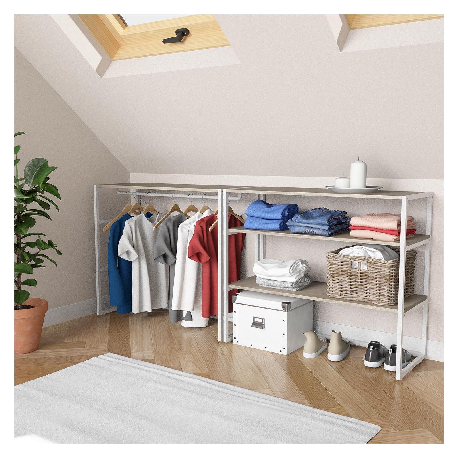 Portants vêtements sous combles bois et métal modulables - Lot de 2 Portants vêtements sous combles bois et métal modulables - Lot de 2