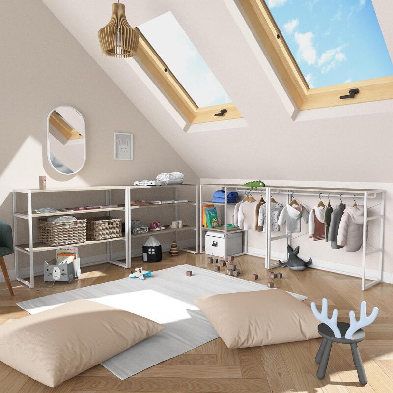 Portants vêtements sous combles modulables - Lot de 4