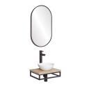Meuble lave-mains plan fin porte-serviettes dessous + vasque blanche + miroir