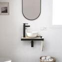 Meuble lave-mains plan fin porte-serviettes côté + vasque blanche + robinet + miroir