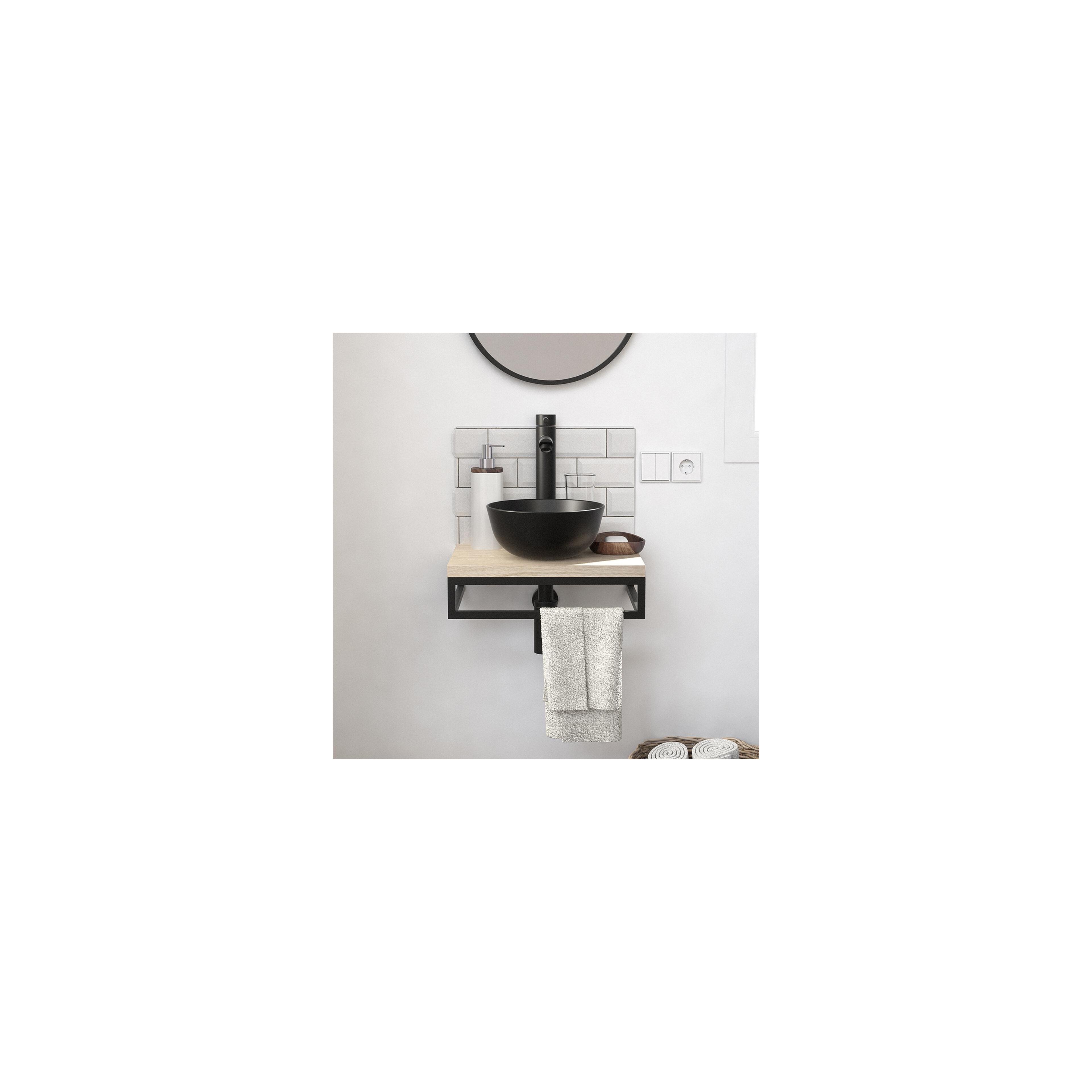 Meuble Lave-mains Plan Fin P-serviette Dessous Vasque Noire+miroir Mob