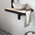 Meuble lave-mains plan fin porte-serviettes côté + vasque blanche + robinet