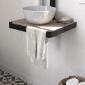 Meuble lave-mains plan fin porte-serviettes face + vasque blanche + robinet